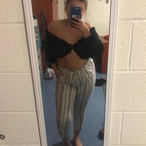 off the shoulder mesh crop top